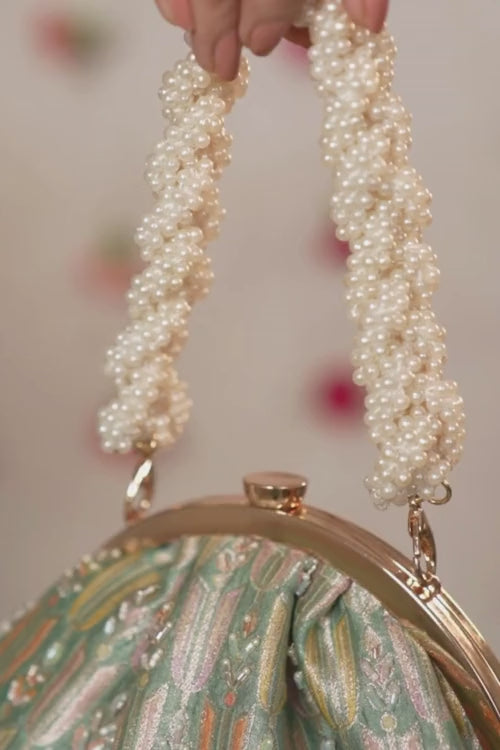 Titli Pure Banarasi Silk Vintage purse - Teal