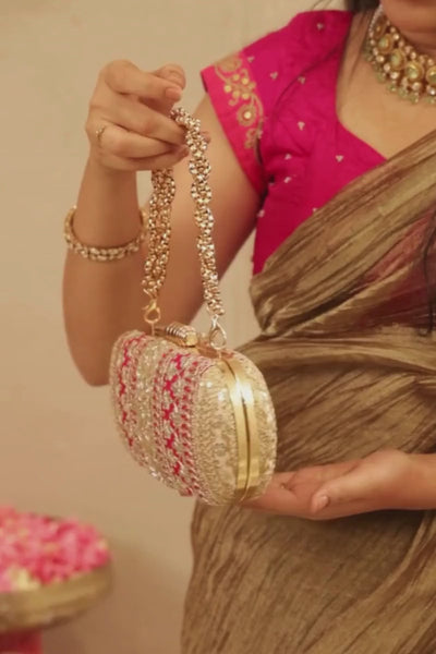 Naaz Capsule clutch - Pink and Peach