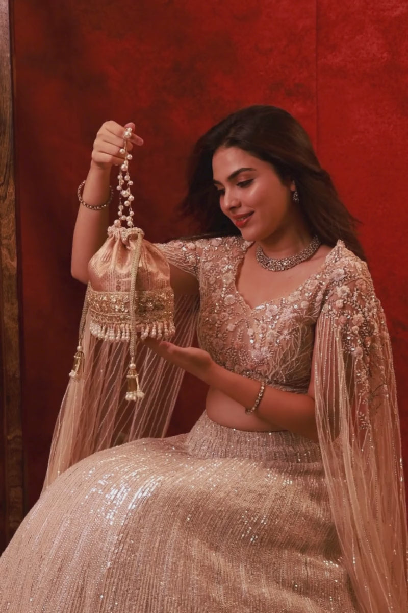 Vivaah Embellished Bucket Bag - Pink