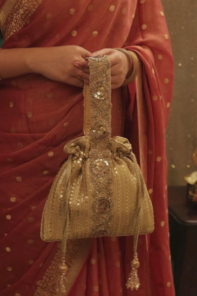 Yari Embroidered Potli - Gold