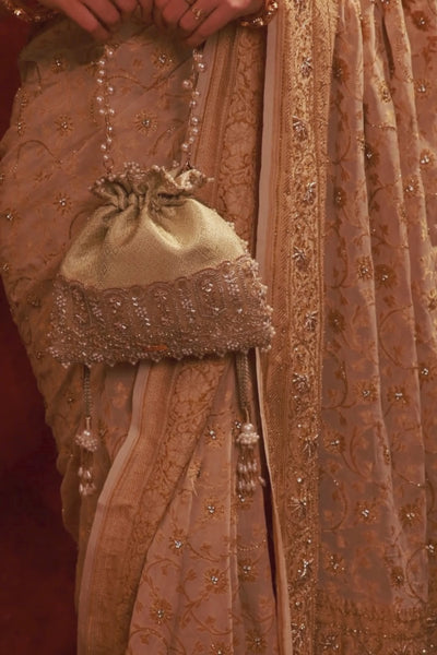 Geet Brocade Embellished Potli - Cream
