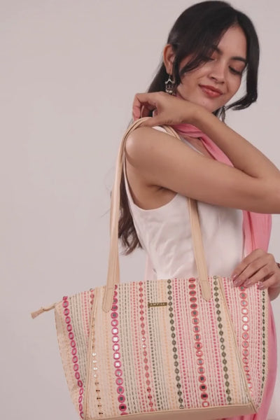 Zoey Embroidered Multicolor Tote Bag