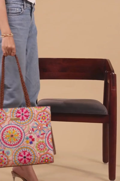 Lily Embroidered Multicolor Box Tote Bag
