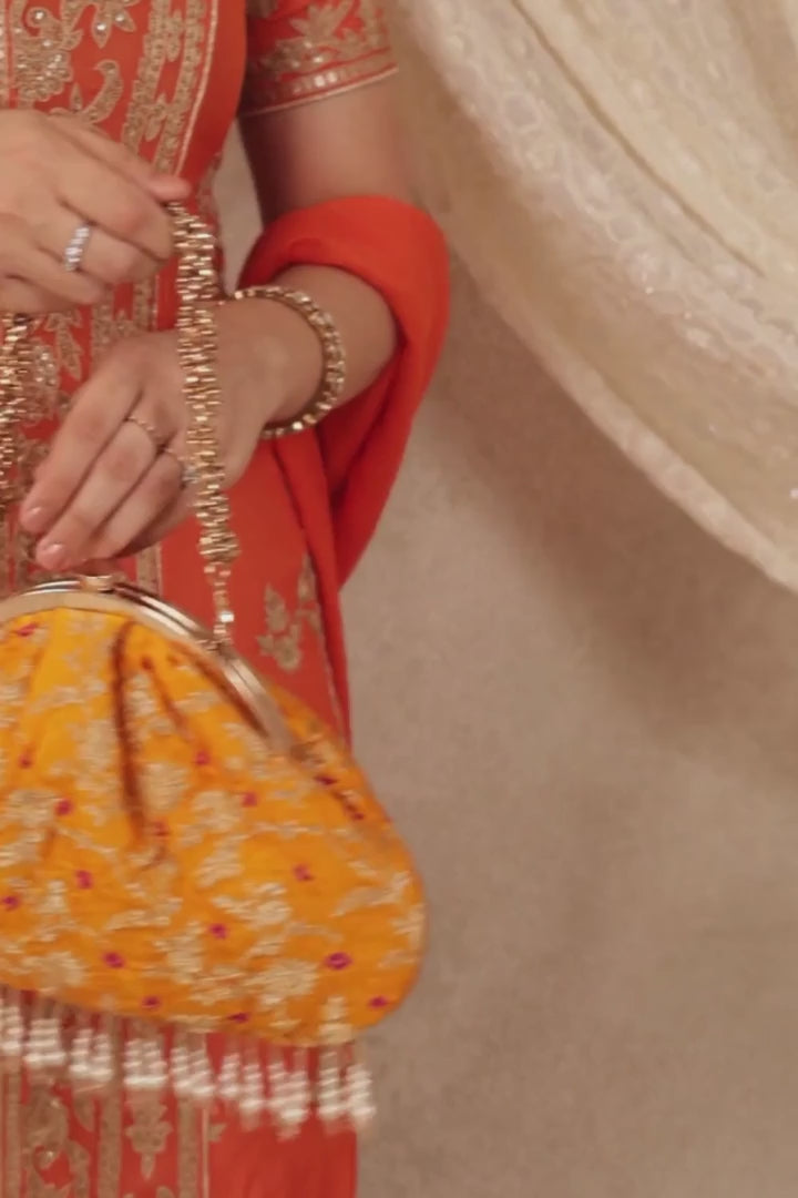 Saanvi Bandhani Vintage Purse - Orange