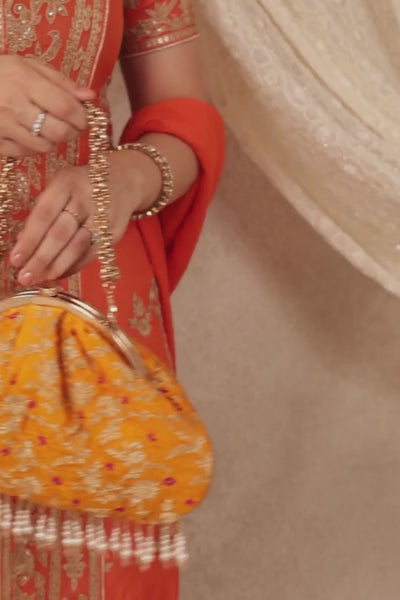 Saanvi Bandhani Vintage Purse - Orange