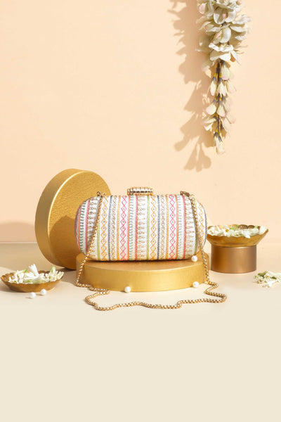 Raha Embroidered Capsule Clutch