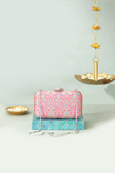 Ridhi Pure Banarasi Silk Box Clutch - Multicolor