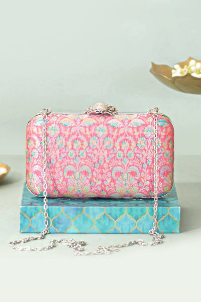 Ridhi Pure Banarasi Silk Box Clutch - Multicolor