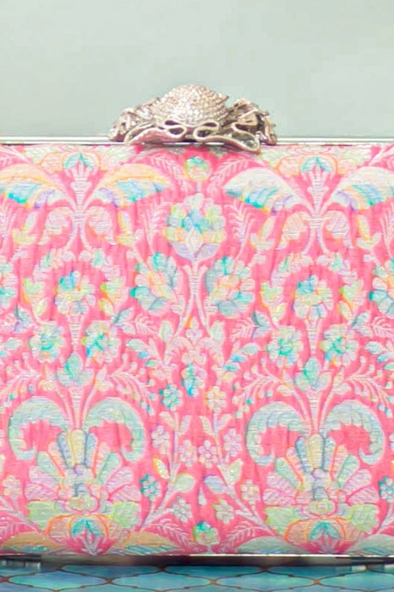 Ridhi Pure Banarasi Silk Box Clutch - Multicolor