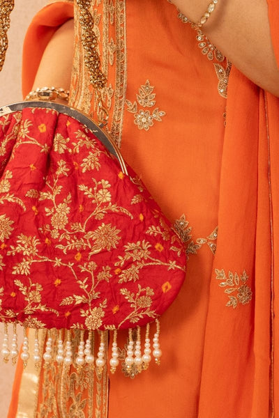 Saanvi Bandhani Vintage Purse - Red