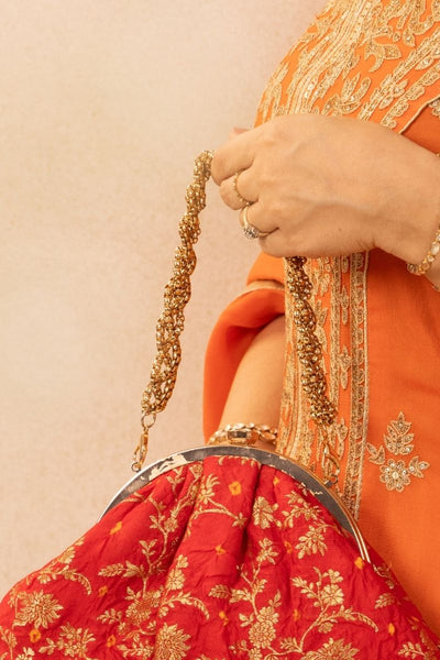 Saanvi Bandhani Vintage Purse - Red
