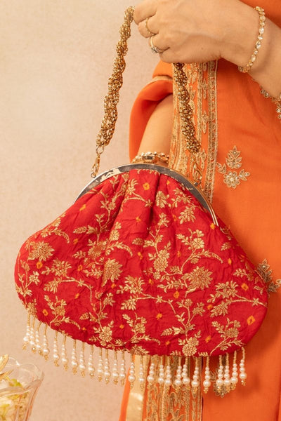 Saanvi Bandhani Vintage Purse - Red