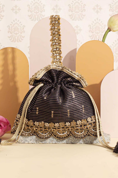 AMYRA Tari silk potli - Black