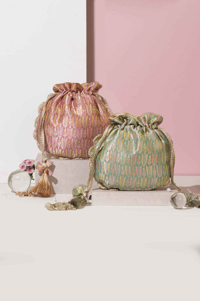 Titli Pure Banarasi Silk Potli - Mauve