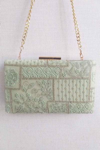 AMYRA Mosaic Luxe Embroidered Clutch - Green