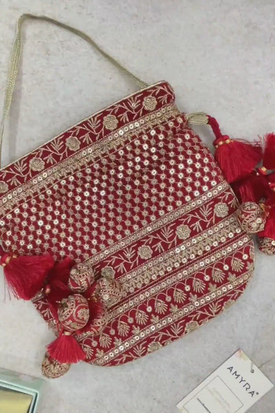 Resham Red Potli