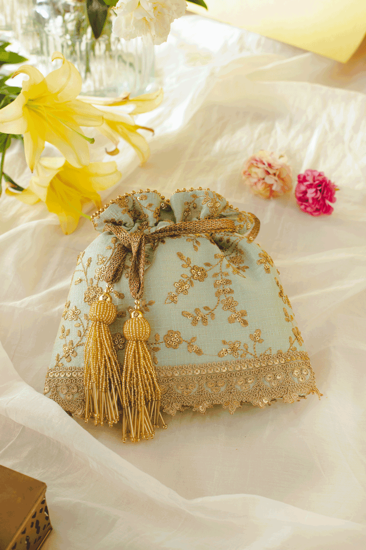 AMYRA Alia Silk Embroidered Potli bag