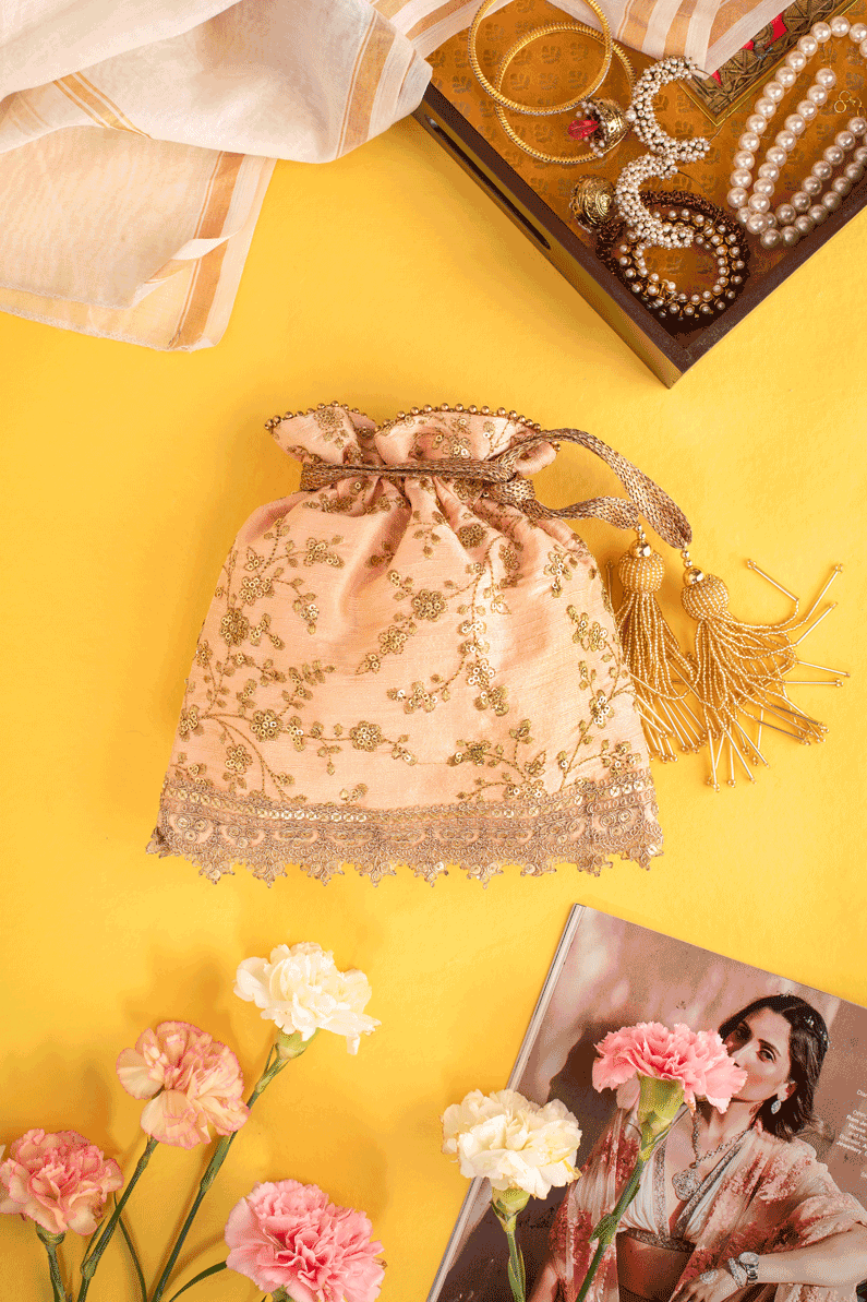 AMYRA Alia Silk Embroidered Potli bag