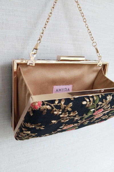 AMYRA Floral creeper box clutch - Black