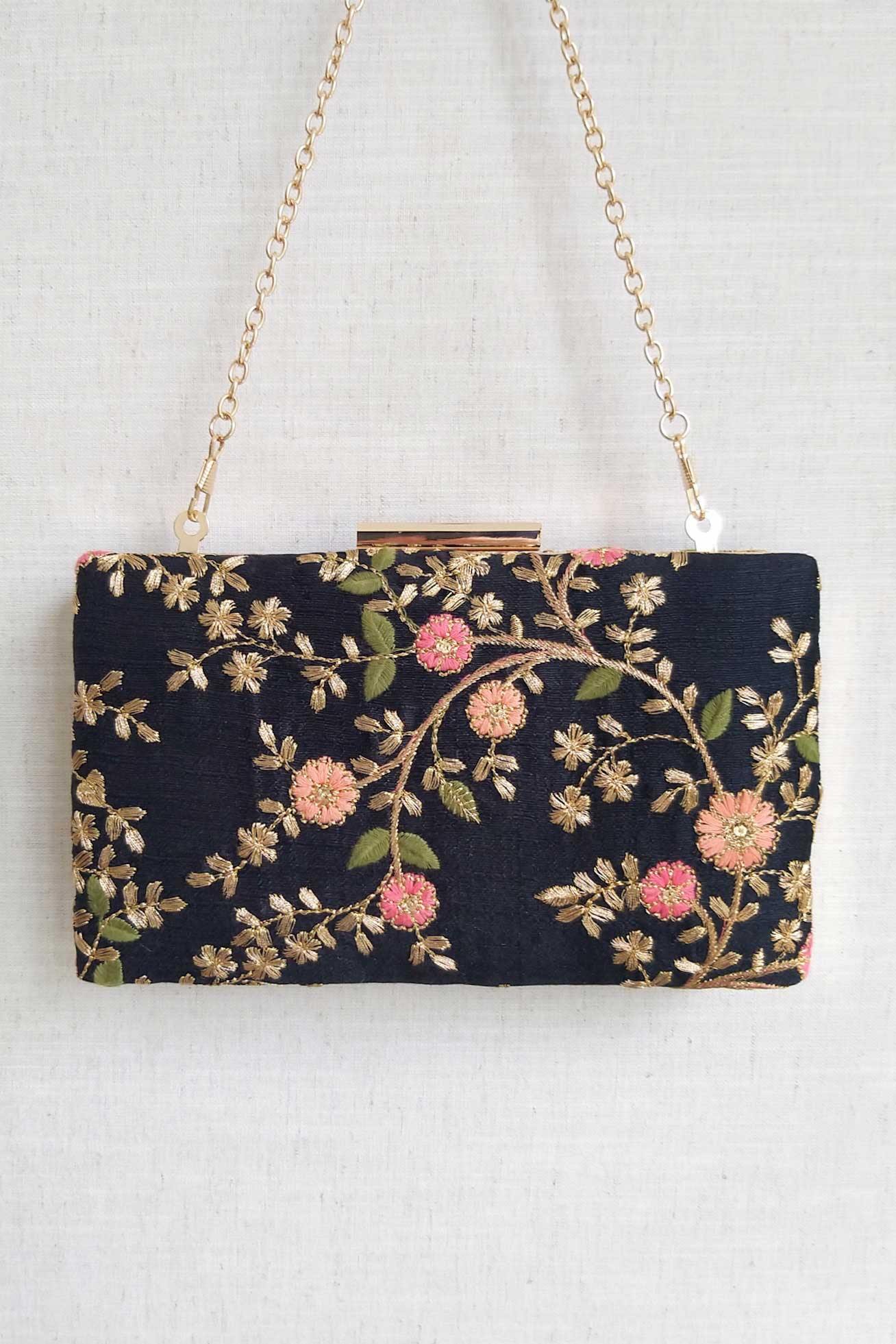 AMYRA Floral creeper box clutch - Black