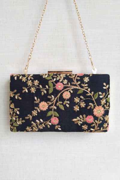 AMYRA Floral creeper box clutch - Black