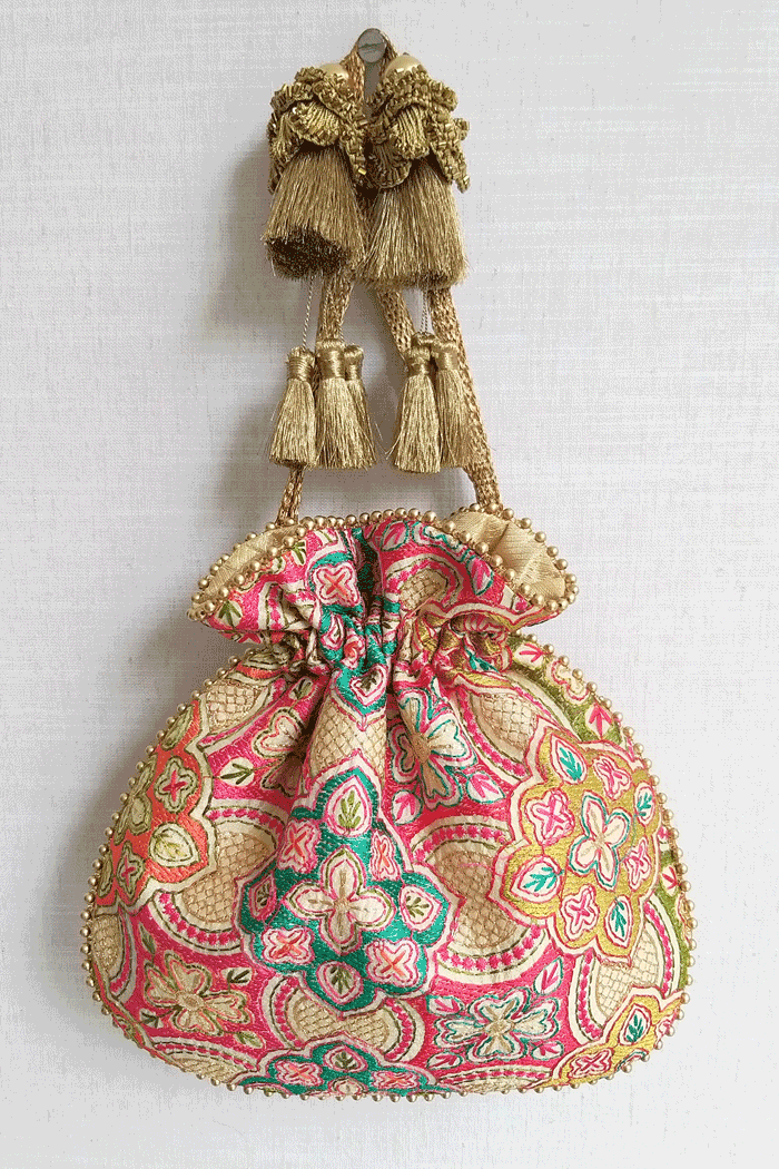 AMYRA Amna Embroidered Potli bag - Cream