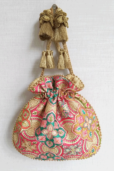 AMYRA Amna Embroidered Potli bag - Cream