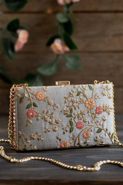 AMYRA Floral creeper box clutch - Grey