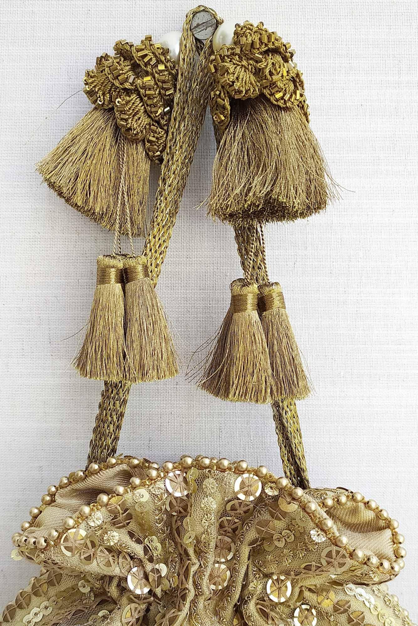 AMYRA Antique Gold Sequin Potli bag