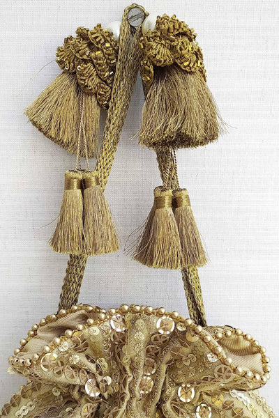 AMYRA Antique Gold Sequin Potli bag