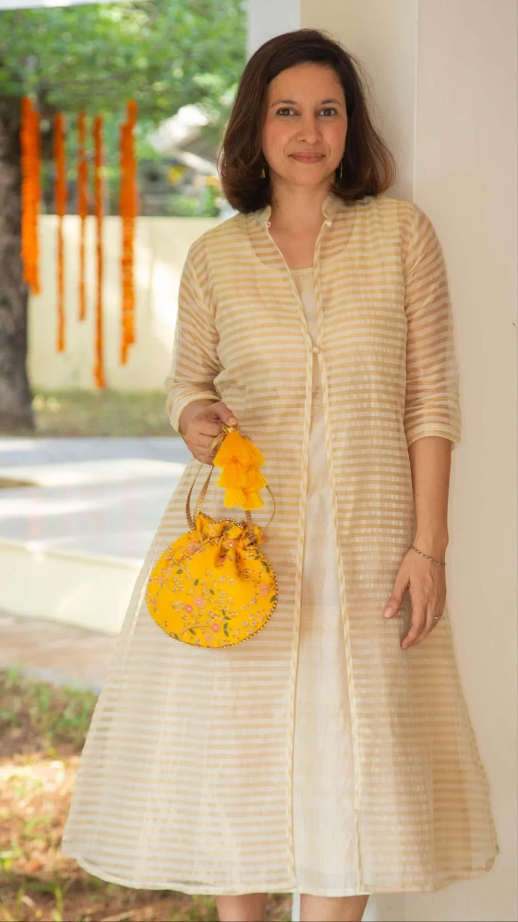 AMYRA Mint Floral Creeper Potli Bag