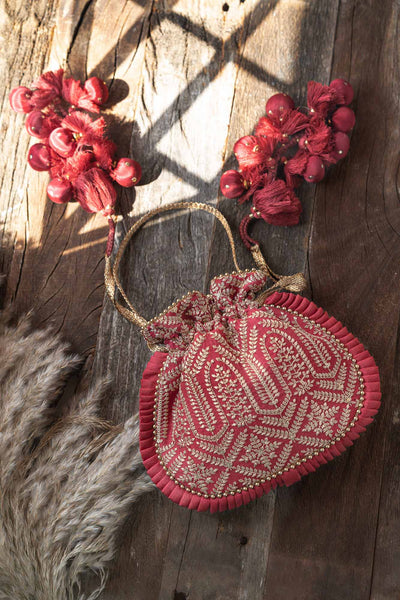 AMYRA Leela Heritage Potli - Maroon