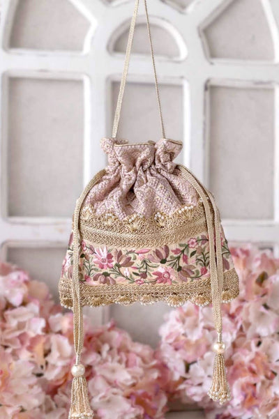 AMYRA Serenade threadwork potli - baby pink
