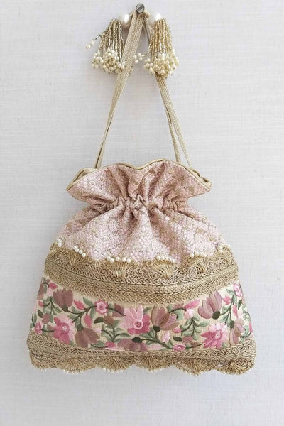 AMYRA Serenade threadwork potli - baby pink