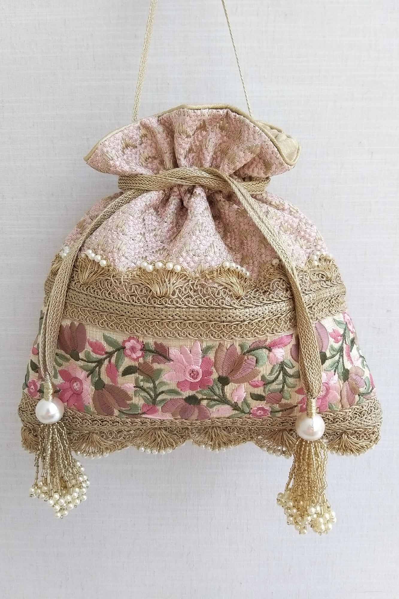 AMYRA Serenade threadwork potli - baby pink