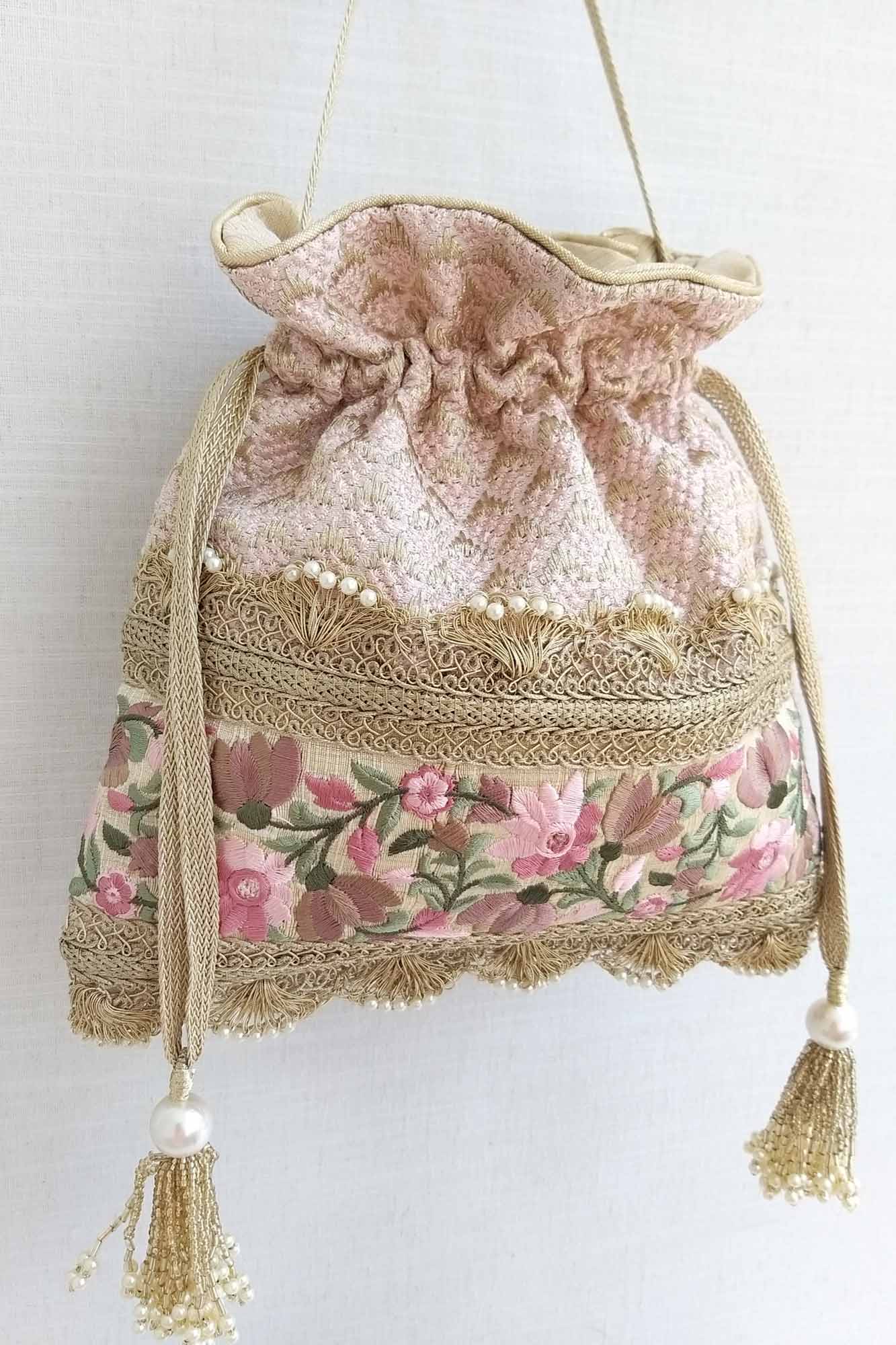 AMYRA Serenade threadwork potli - baby pink