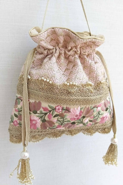 AMYRA Serenade threadwork potli - baby pink