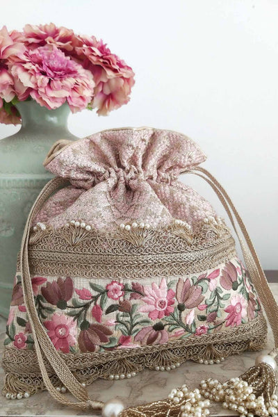 AMYRA Serenade threadwork potli - baby pink