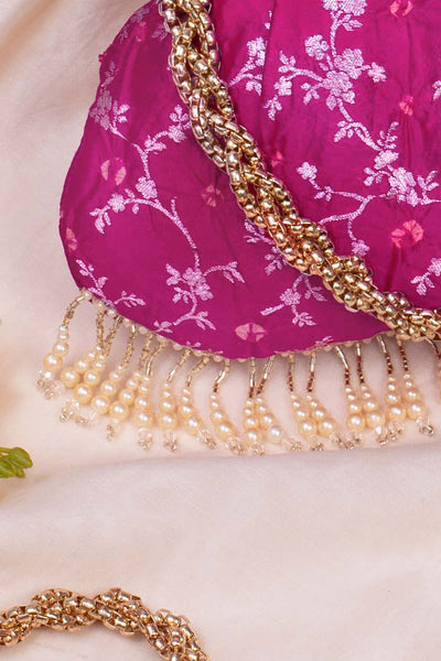 Bandhani vintage purse - pink