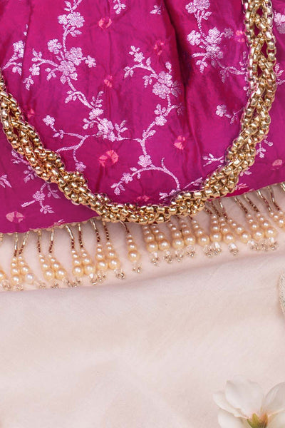 Bandhani vintage purse - pink