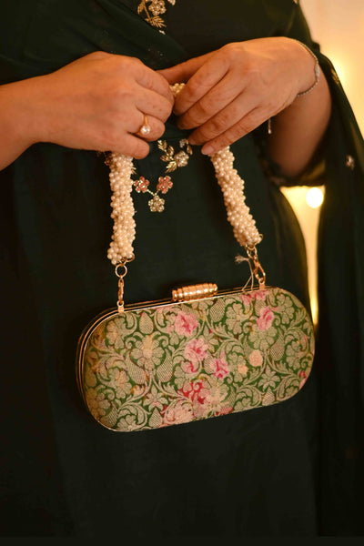 AMYRA Elora green capsule clutch