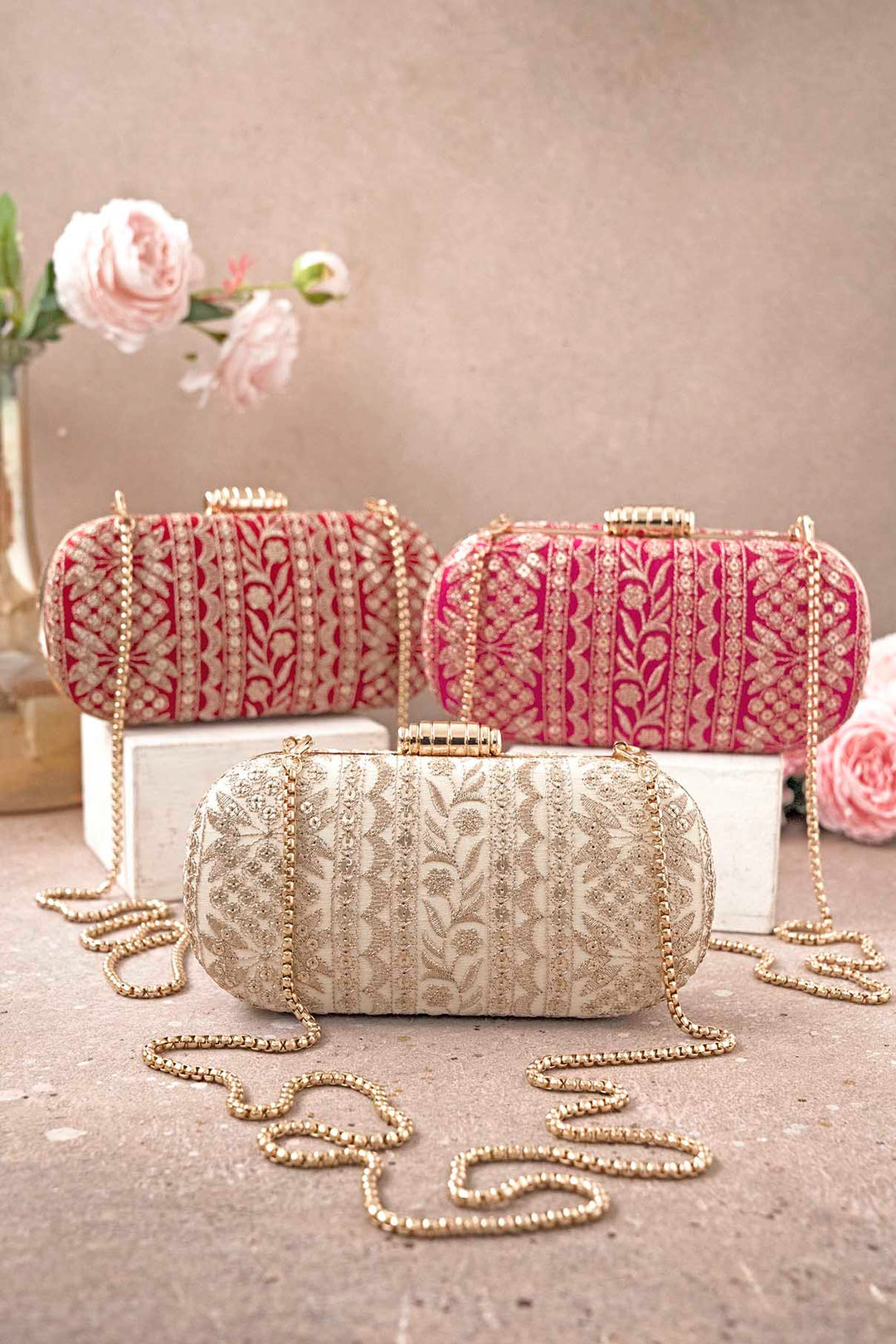 Buy AMYRA Mirai Embroidered Clutch Pink online The AMYRA Store