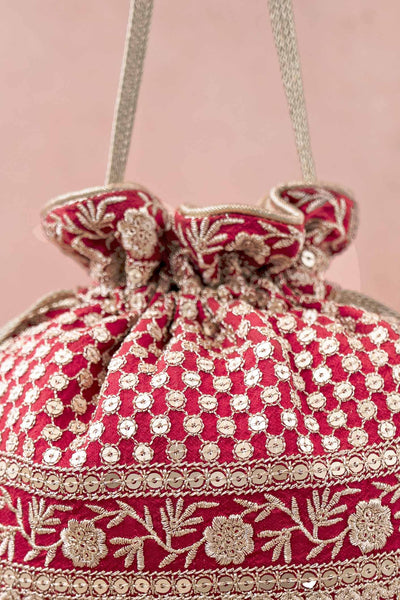 AMYRA Resham Red Potli