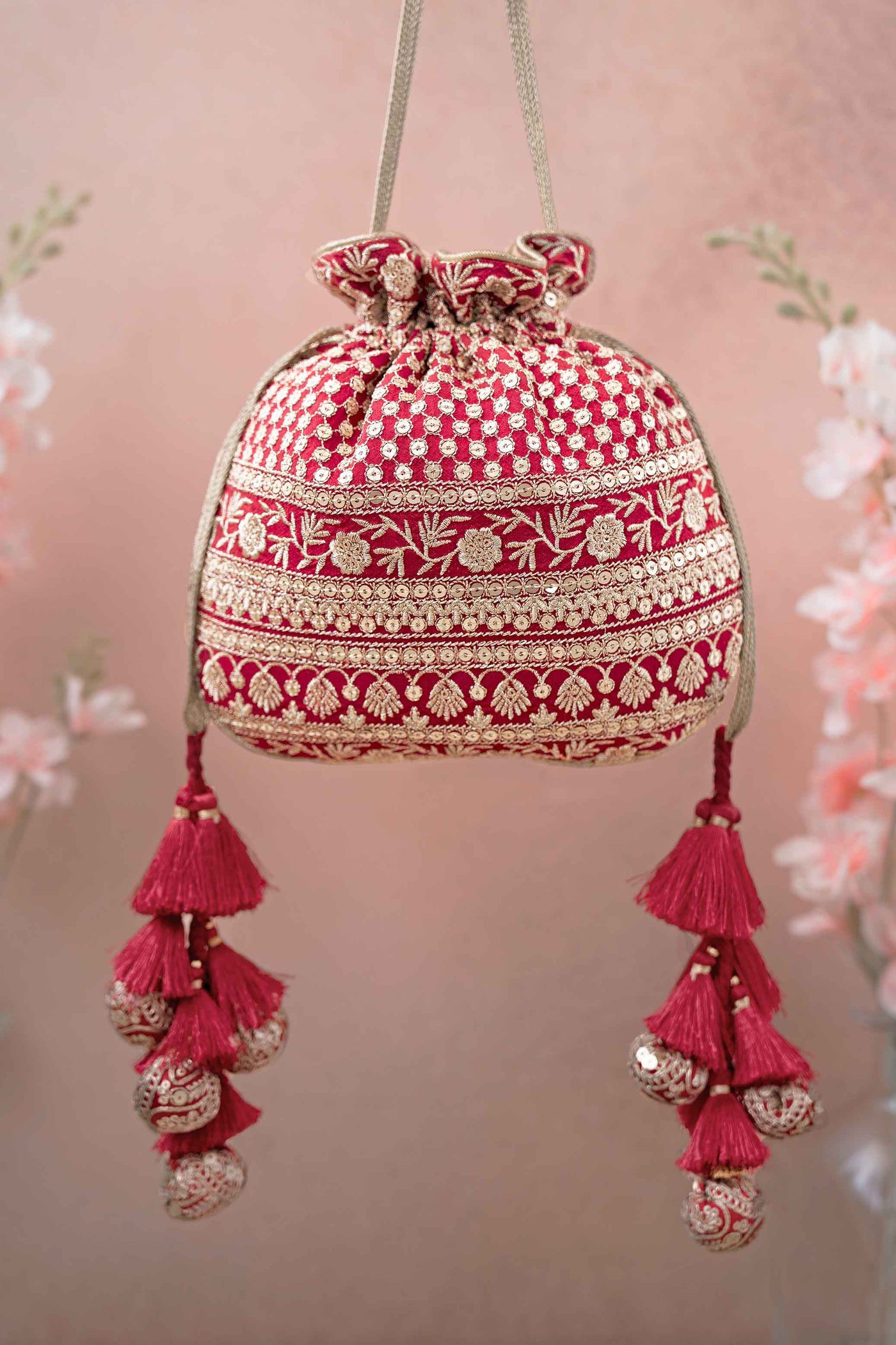 AMYRA Resham Red Potli