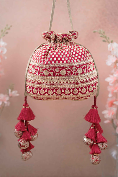 AMYRA Resham Red Potli