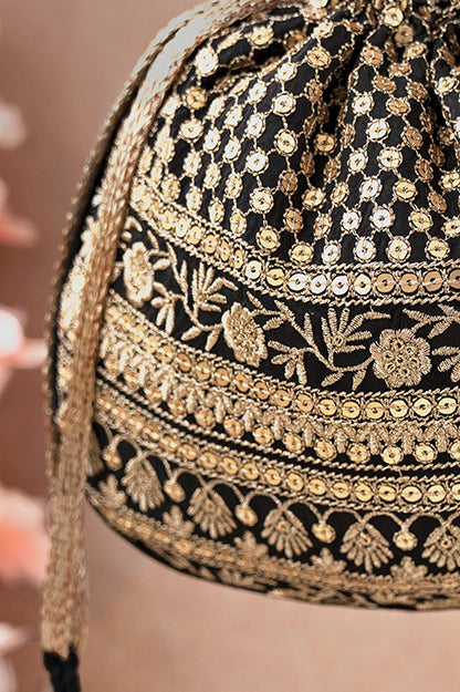 AMYRA Resham Black Potli