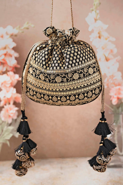 AMYRA Resham Black Potli