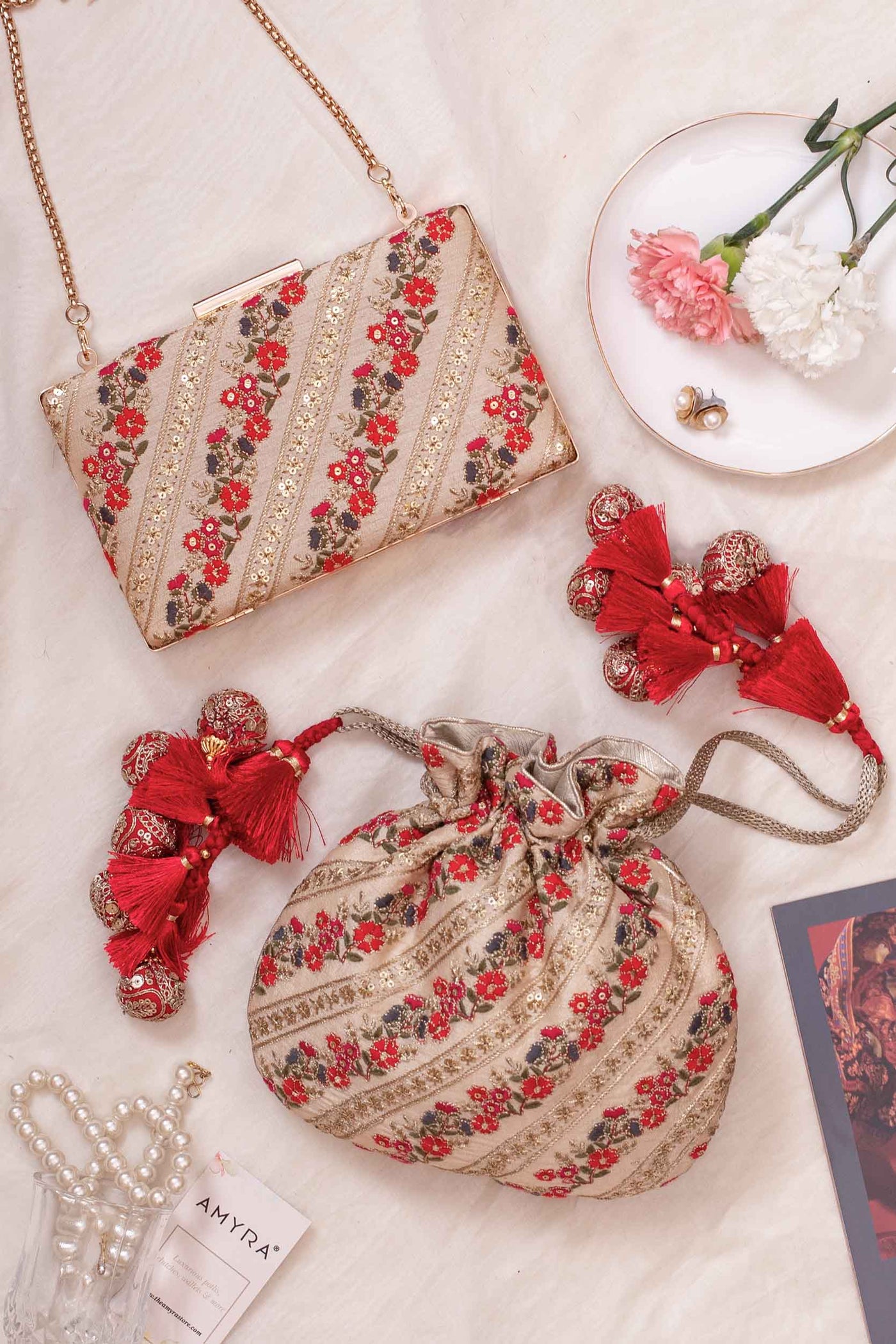 Buy Amyra Jaipur Rajsthani Red Stone Work Potli Bag/pusre for  Marriage.Designer Bag/potly for Women/Girls/Ladies.Rajasthani Potli Purse  for Suit/Sari/Lehnga at Amazon.in