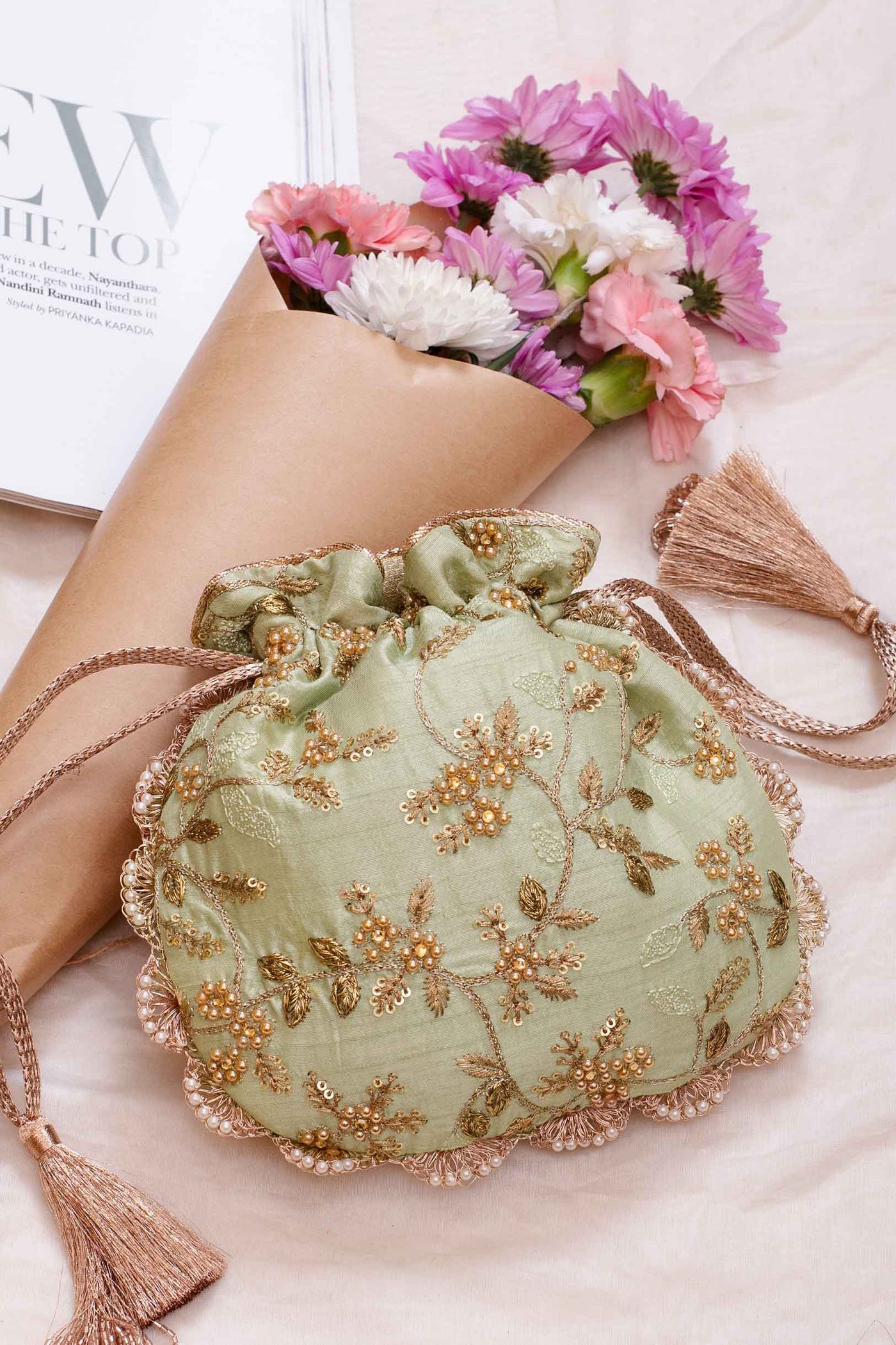 Amyra Azalea Handcrafted Potli Bag (single Pc) | Yellow, Poly Silk,  Embroidered | Potli bags, Bags, Fashion