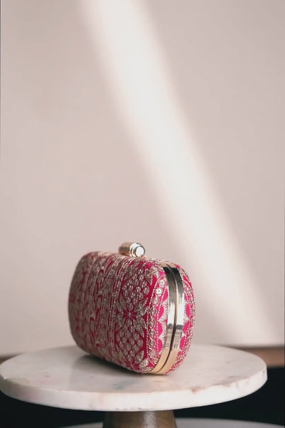 Mirai Embroidered Clutch - Pink